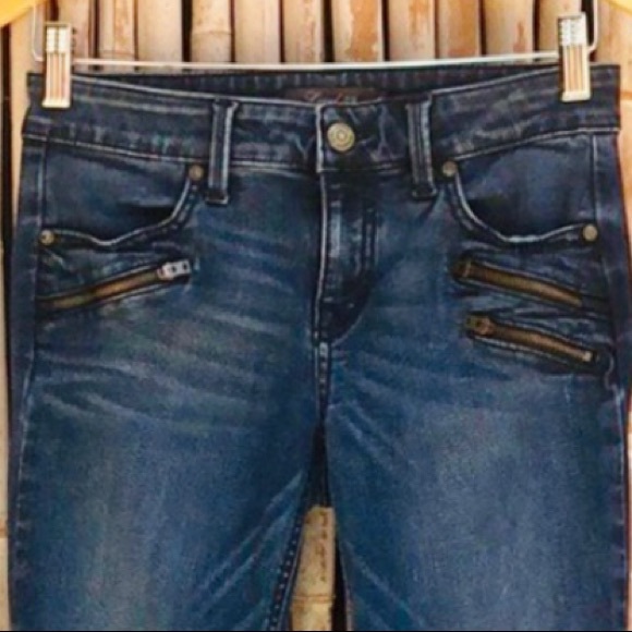 LEVEL99 Dark Rinse Zipper Moto Skinny Jeans 26 - Picture 2 of 6